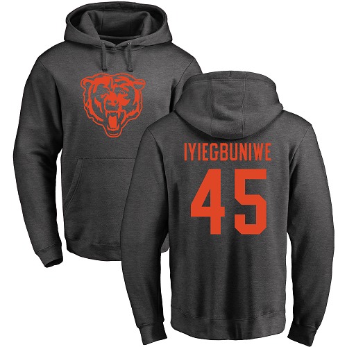 Chicago Bears Men Ash Joel Iyiegbuniwe One Color NFL Football #45 Pullover Hoodie Sweatshirts